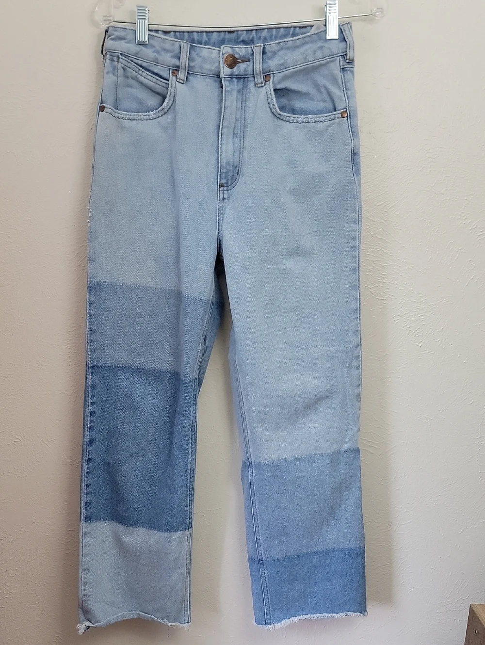 Wrangler X billabong Patchwork Light Blue Denim Jeans 28 - Picture 1 of 8